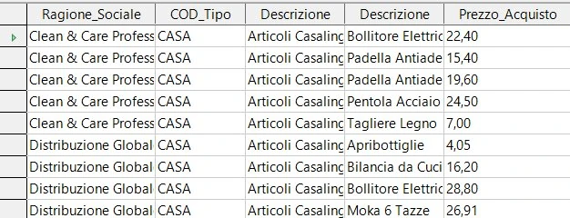 Risultato filtro OR con parametro CASA